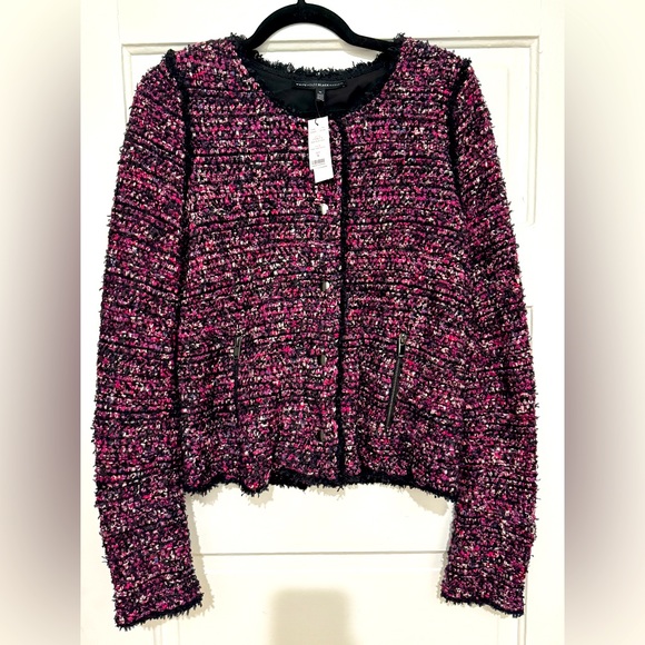 Women’s Tweed Sweater Blazer Cardigan Jacket Coat Size M NWT - Picture 8 of 14